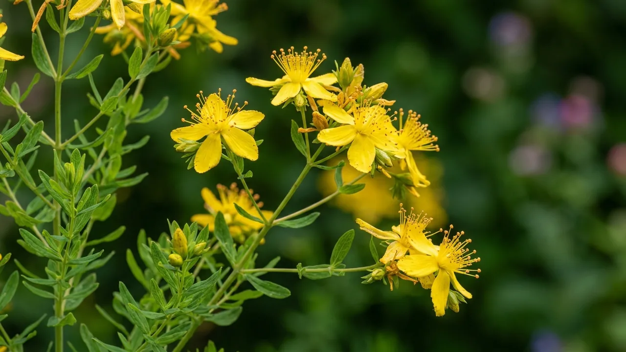 Kalm's St. John's Wort (Hypericum kalmianum) - yellow flowers, illustrated plant card