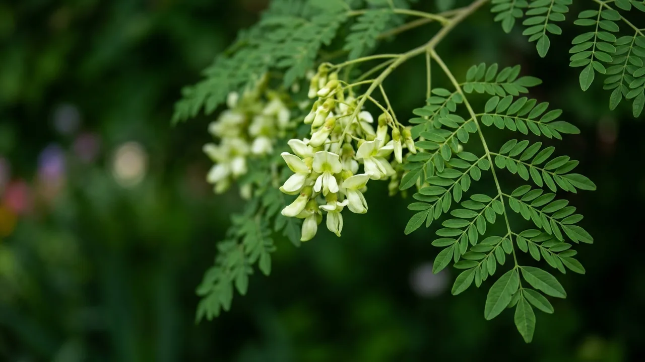 Kentucky Coffeetree (Gymnocladus dioicus) - white flowers, illustrated plant card