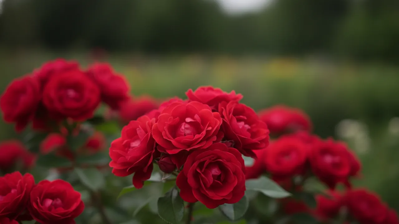 Knock Out Rose (Rosa 'Knock Out') - red flowers, illustrated plant card