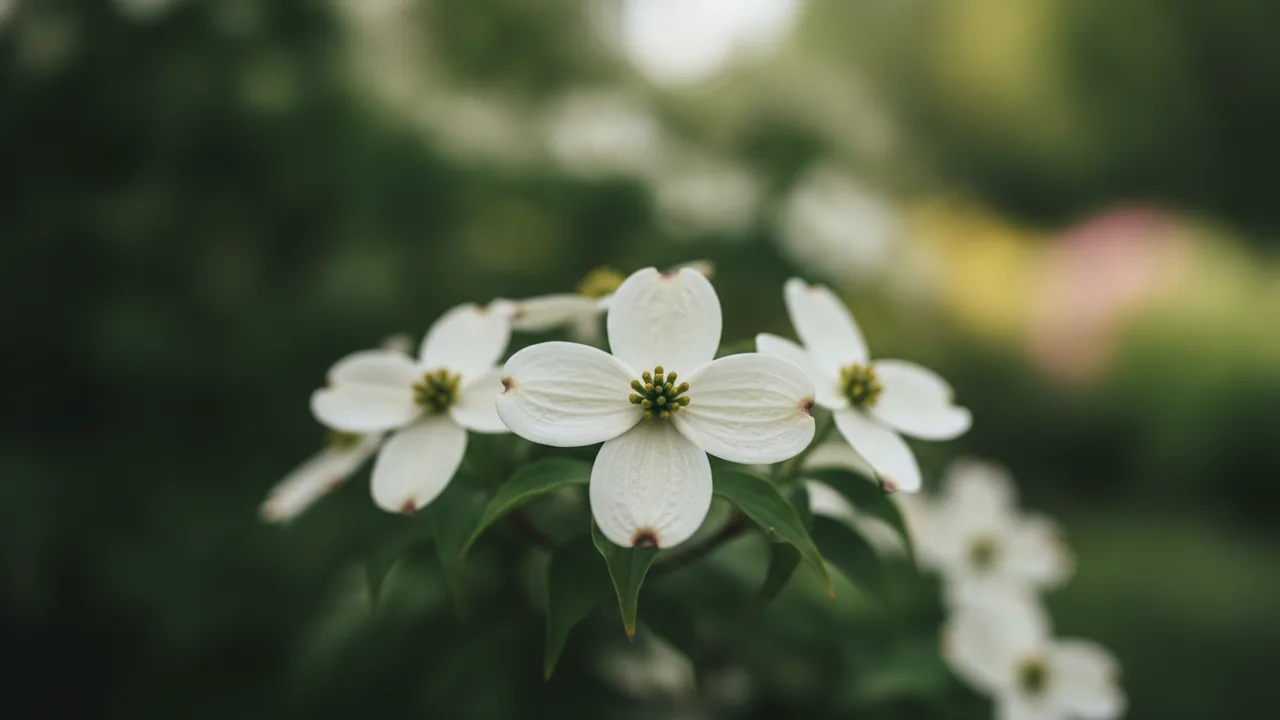 Kousa Dogwood (Cornus kousa) - white flowers, illustrated plant card