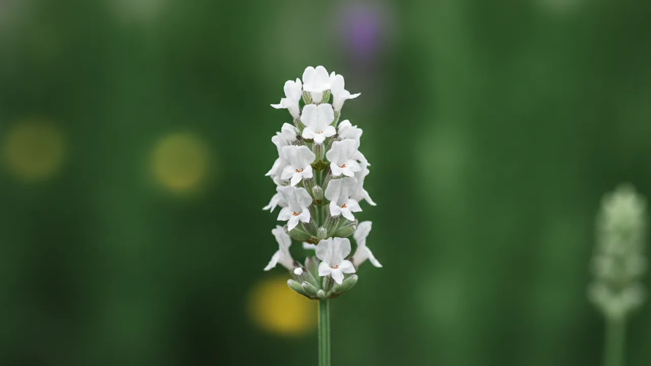 Edelweiss (Lavandula × intermedia 'Edelweiss') - white flowers, illustrated plant card