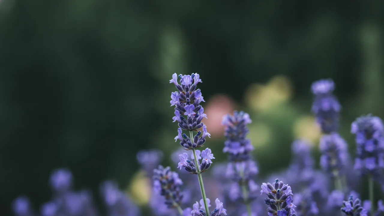 Royal Velvet (Lavandula angustifolia 'Royal Velvet') - purple flowers, illustrated plant card