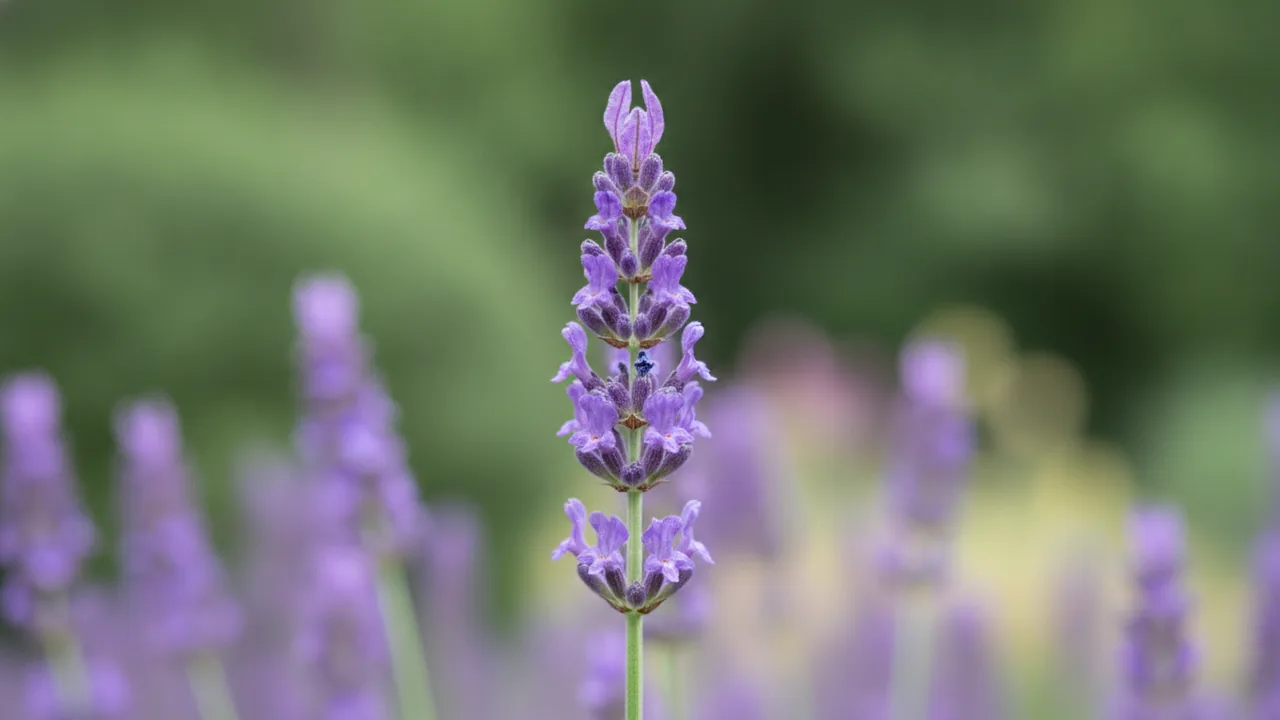 Lavender in bloom, illustrated plant card