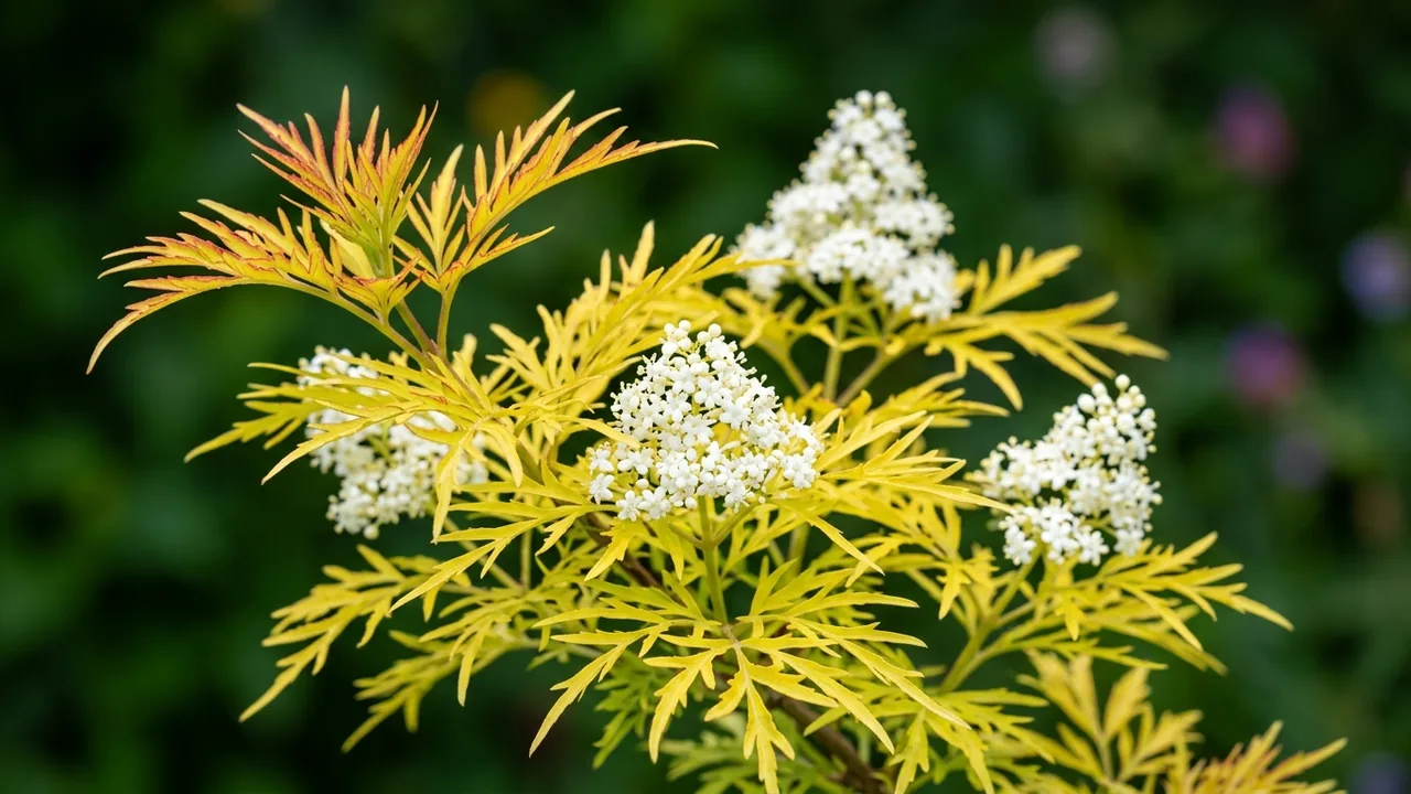 Lemony Lace Elderberry (Sambucus racemosa 'SMNSRD4') - foliage plant, illustrated plant card