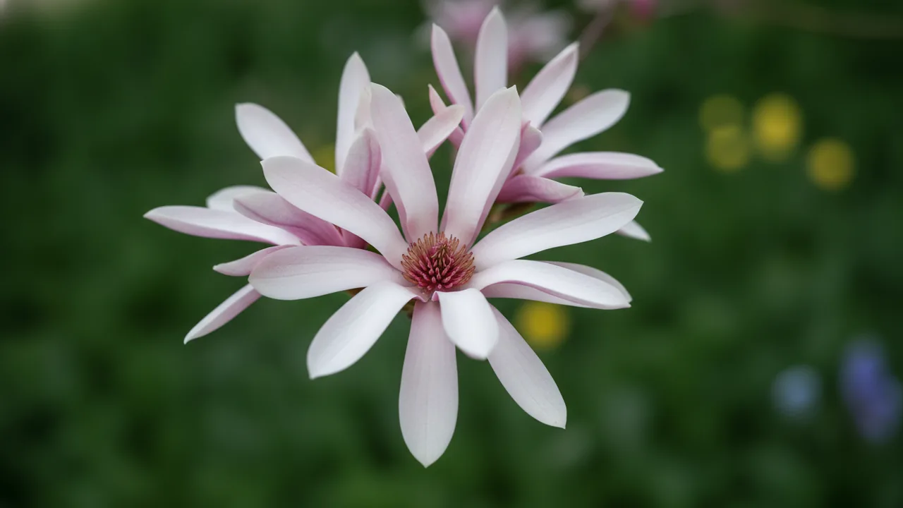 Leonard Messel (Magnolia × loebneri 'Leonard Messel') - pink flowers, illustrated plant card
