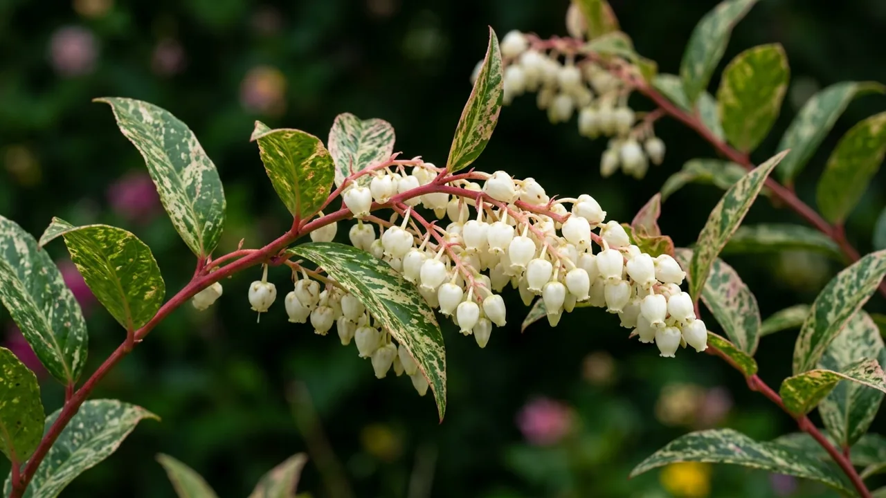 Rainbow Leucothoe (Leucothoe fontanesiana 'Rainbow') - foliage plant, illustrated plant card
