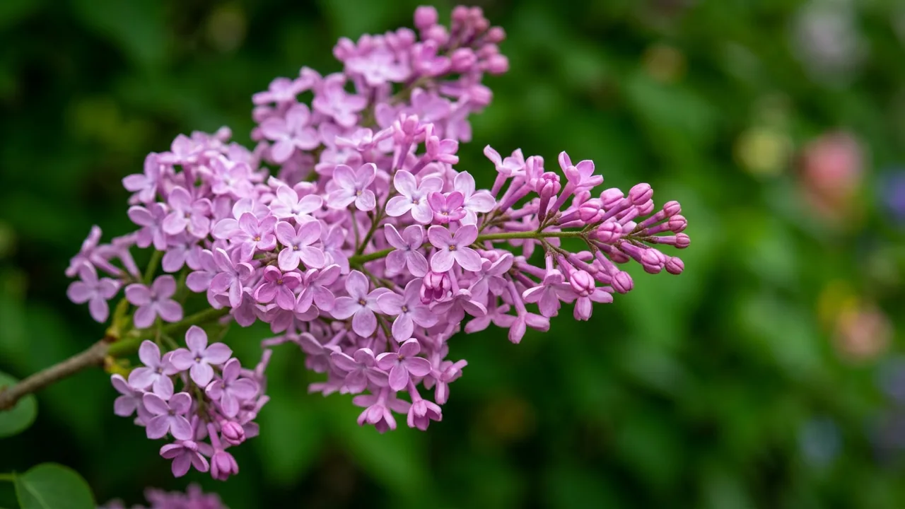 Bloomerang Ballet Reblooming Lilac (Syringa pubescens 'SMNSPH') - pink flowers, illustrated plant card