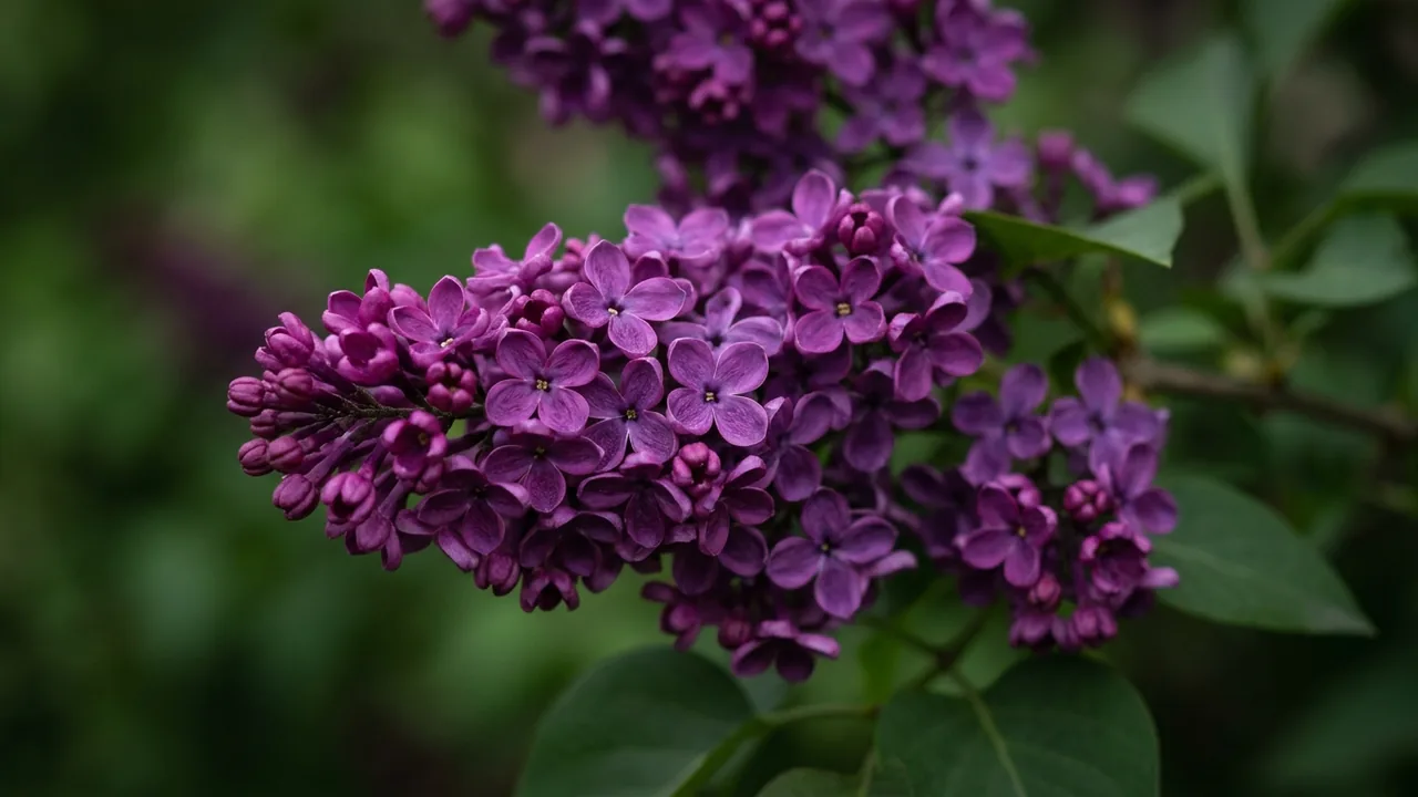 Bloomerang Dark Purple Lilac (Syringa 'SMSJBP7') - purple flowers, illustrated plant card