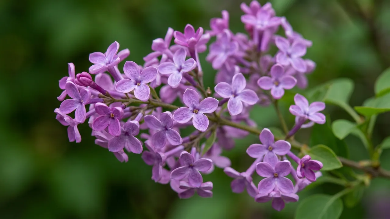 Bloomerang Purpink Reblooming Lilac (Syringa pubescens 'SMNSPTP') - purple flowers, illustrated plant card