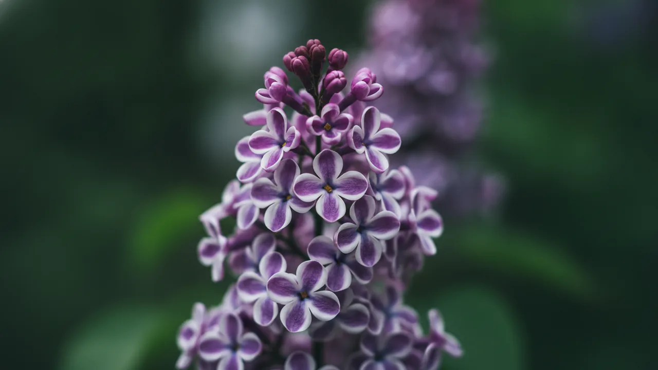 Sensation (Syringa vulgaris 'Sensation') - purple flowers, illustrated plant card