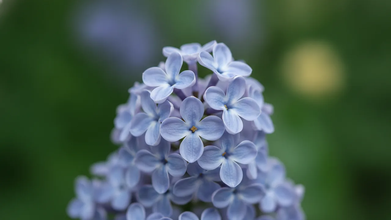 Wedgwood Blue (Syringa vulgaris 'Wedgwood Blue') - blue flowers, illustrated plant card