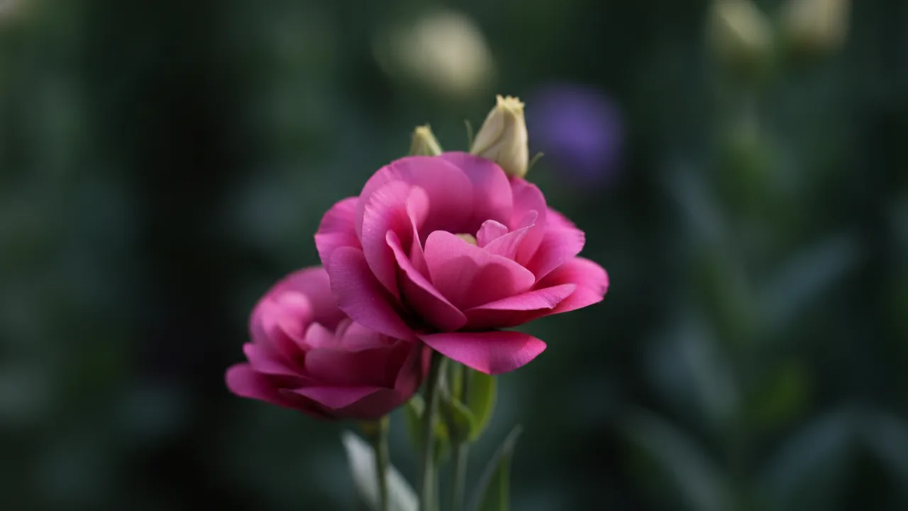 Rose Lisianthus (Eustoma grandiflorum) - pink flowers, illustrated plant card