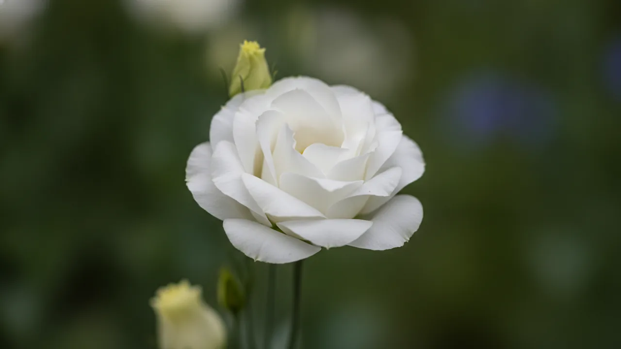 White Lisianthus (Eustoma grandiflorum) - white flowers, illustrated plant card