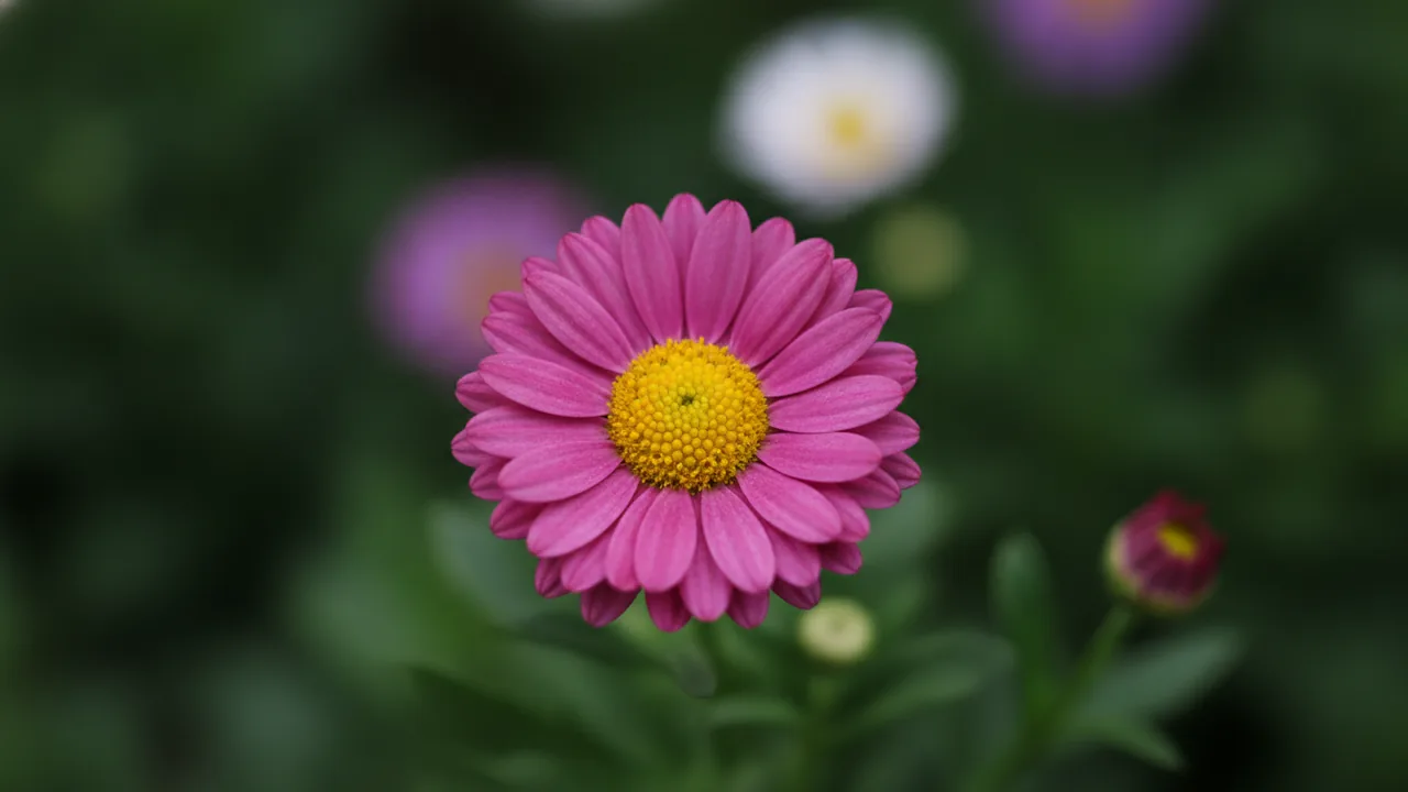 Pink Marguerite Daisy (Argyranthemum) - pink flowers, illustrated plant card