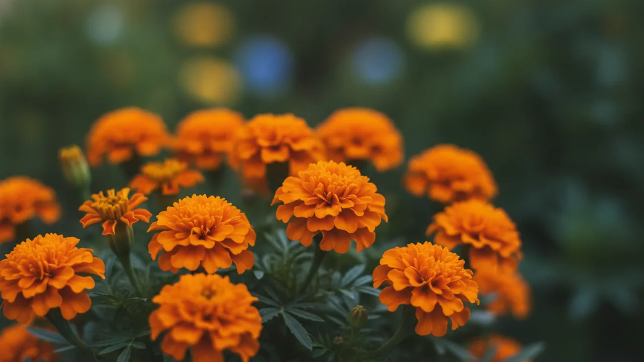 Tangerine Gem (Tagetes tenuifolia 'Tangerine Gem') - orange flowers, illustrated plant card