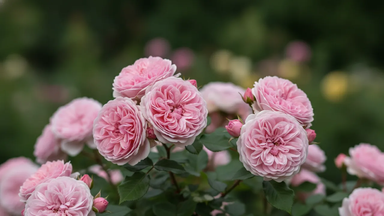 Martha Stewart (Rosa 'Meiffable') - pink flowers, illustrated plant card