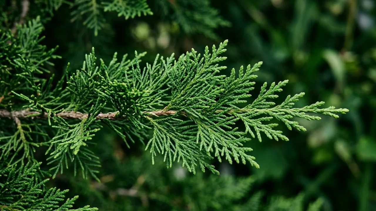 Monterey Cypress (Hesperocyparis macrocarpa) - foliage plant, illustrated plant card