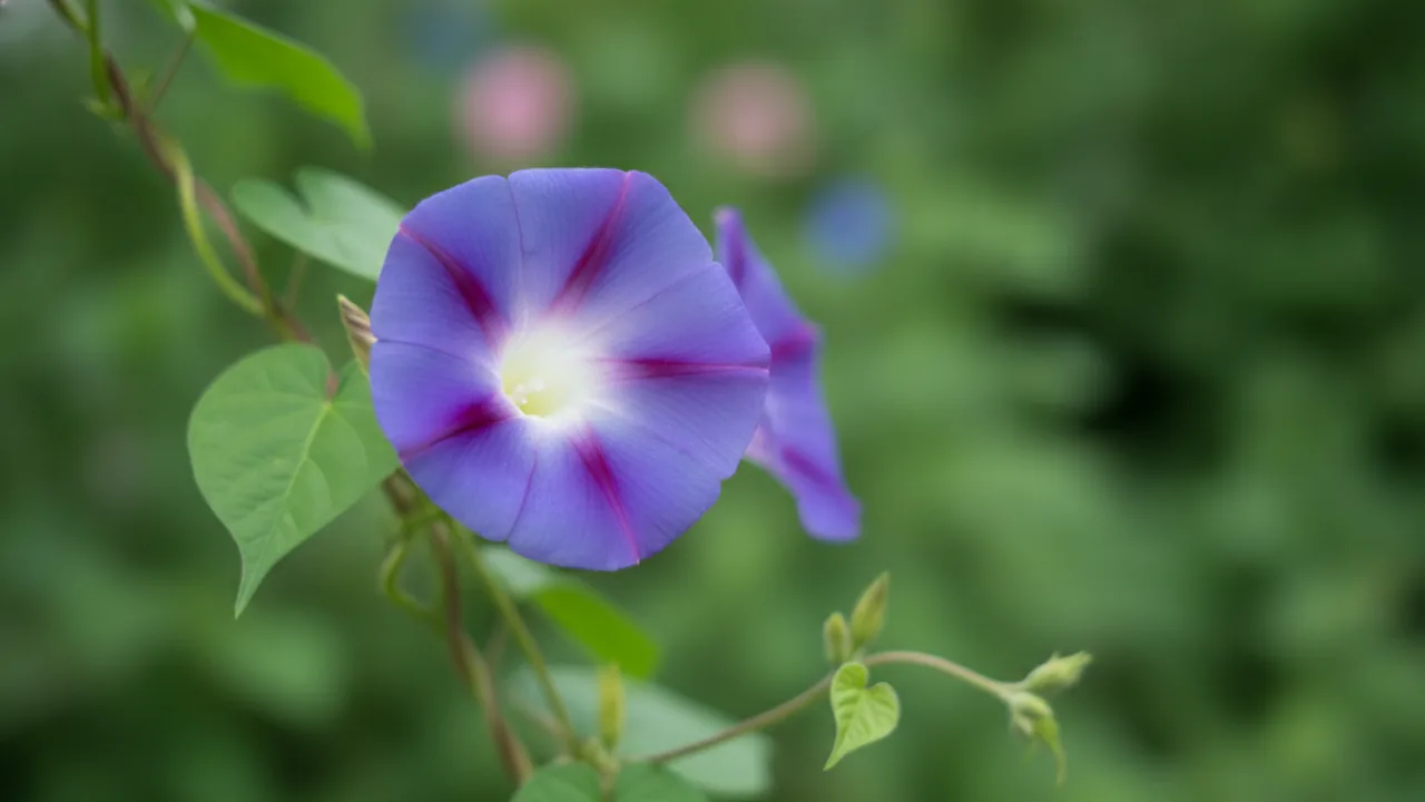 Grandpa Ott's (Ipomoea purpurea) - purple flowers, illustrated plant card