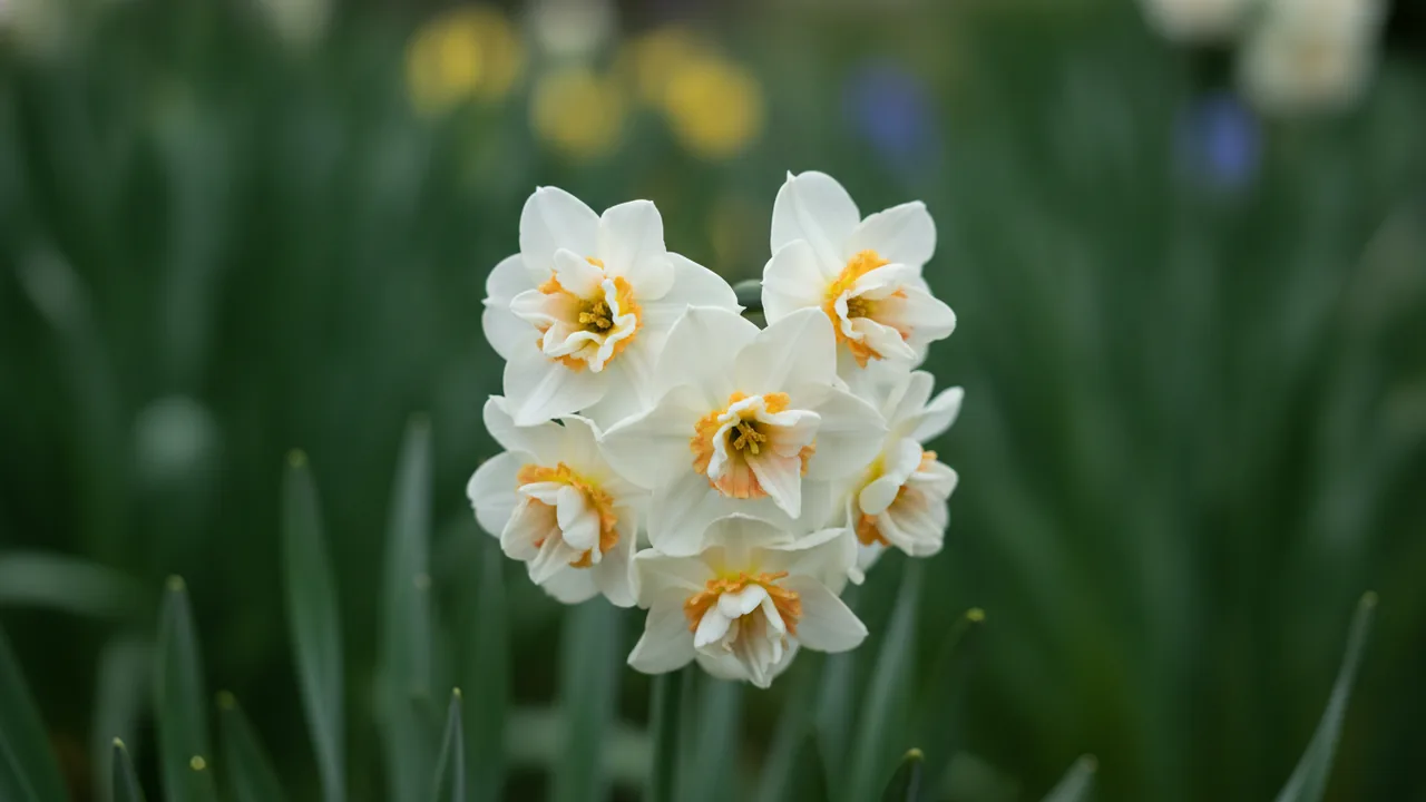Sir Winston Churchill (Narcissus 'Sir Winston Churchill') - white flowers, illustrated plant card