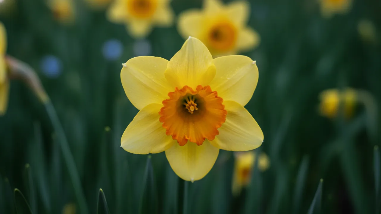 Tahiti (Narcissus 'Tahiti') - yellow flowers, illustrated plant card