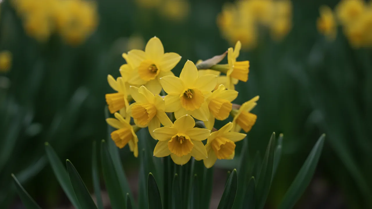 Tête-à-Tête (Narcissus 'Tête-à-Tête') - yellow flowers, illustrated plant card
