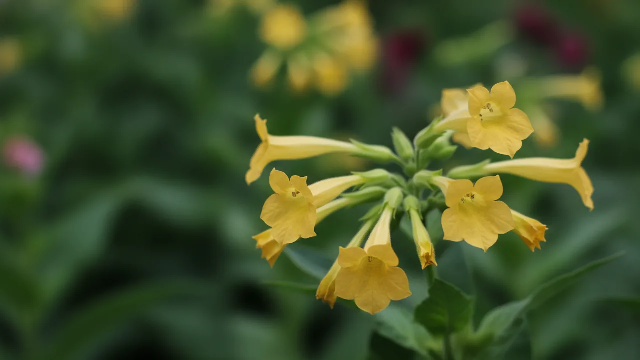 Lime Green (Nicotiana alata 'Lime Green') - flowers, illustrated plant card