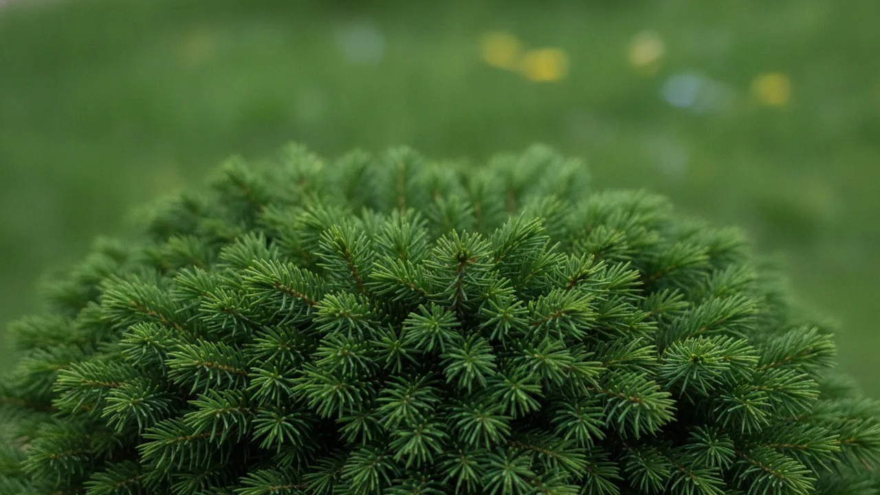 Bird's Nest Spruce (Picea abies 'Nidiformis') - foliage plant, illustrated plant card