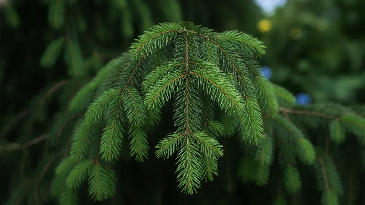 Weeping Norway Spruce (Picea abies 'Pendula') - foliage plant, illustrated plant card