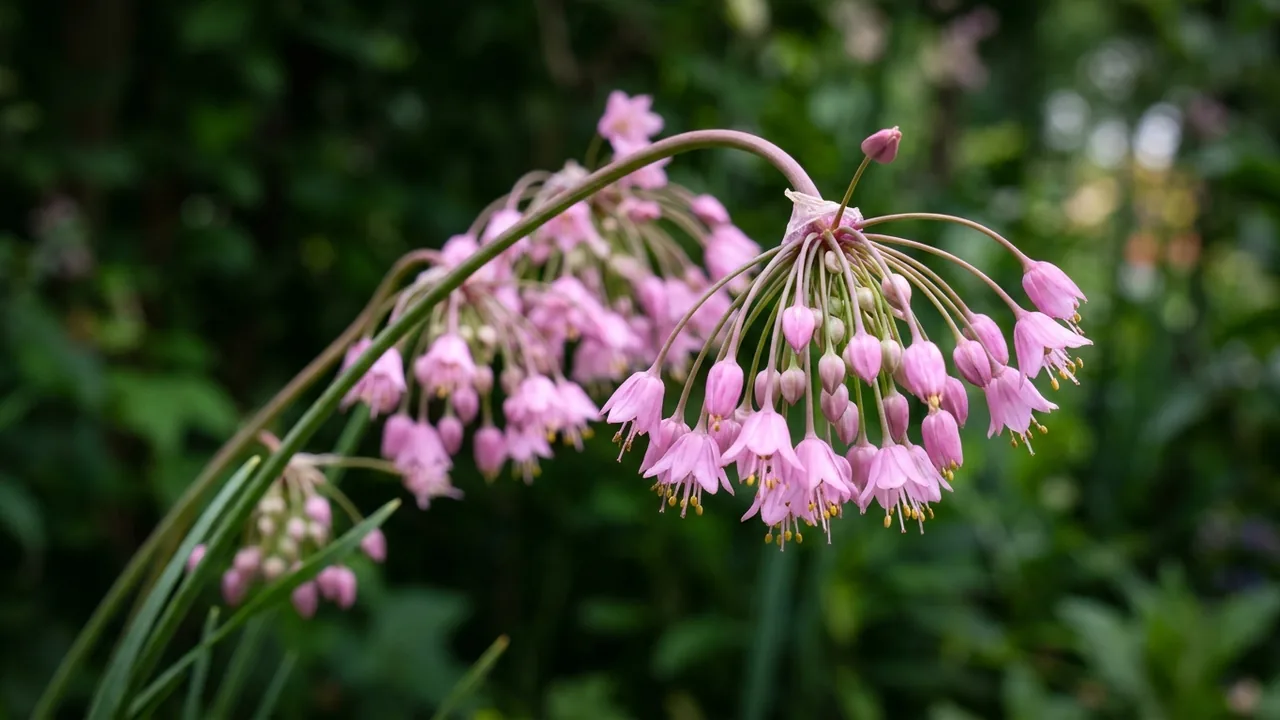 Nodding Onion (Allium cernuum) - pink flowers, illustrated plant card