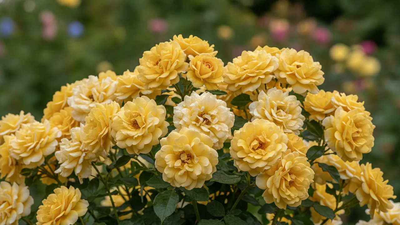 Oregold (Rosa 'Tanolg') - yellow flowers, illustrated plant card