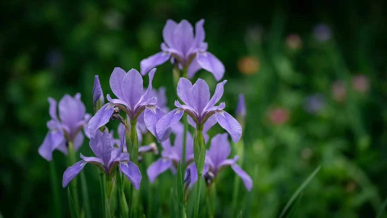 Oregon Iris (Iris tenax) - purple flowers, illustrated plant card
