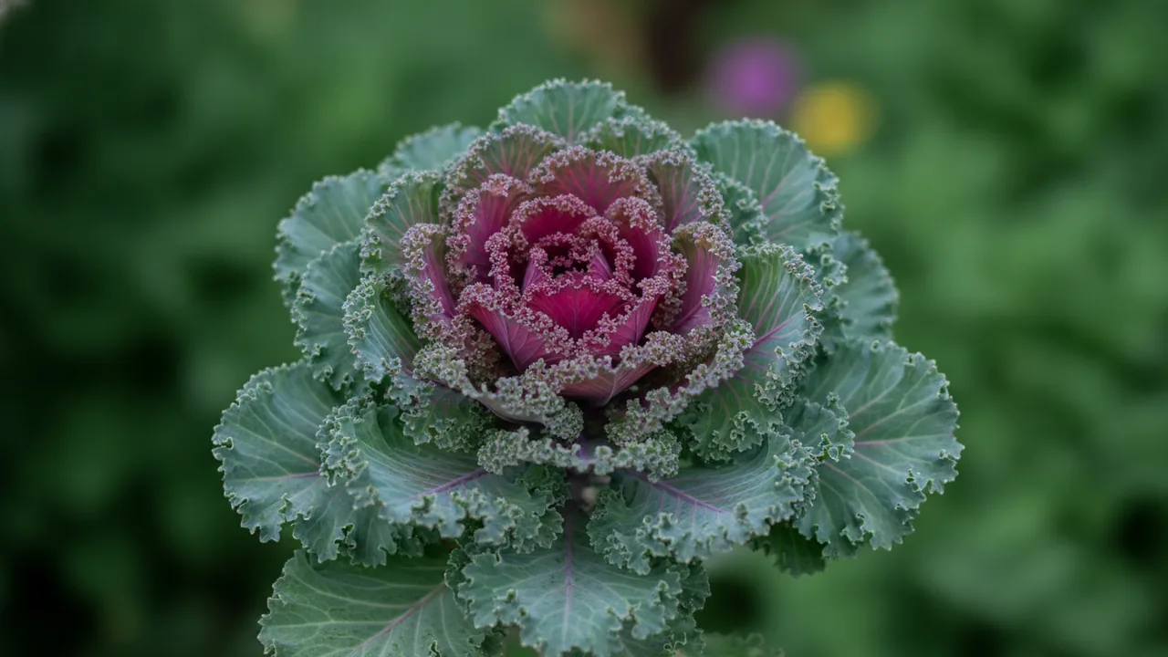 Nagoya Red Kale (Brassica oleracea 'Nagoya Red') - foliage plant, illustrated plant card