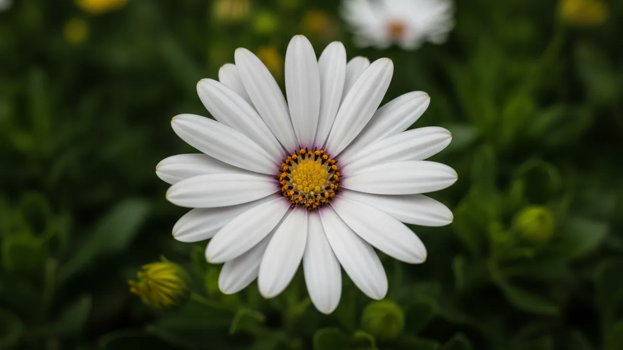 White African Daisy (Osteospermum 'Akila White') - white flowers, illustrated plant card