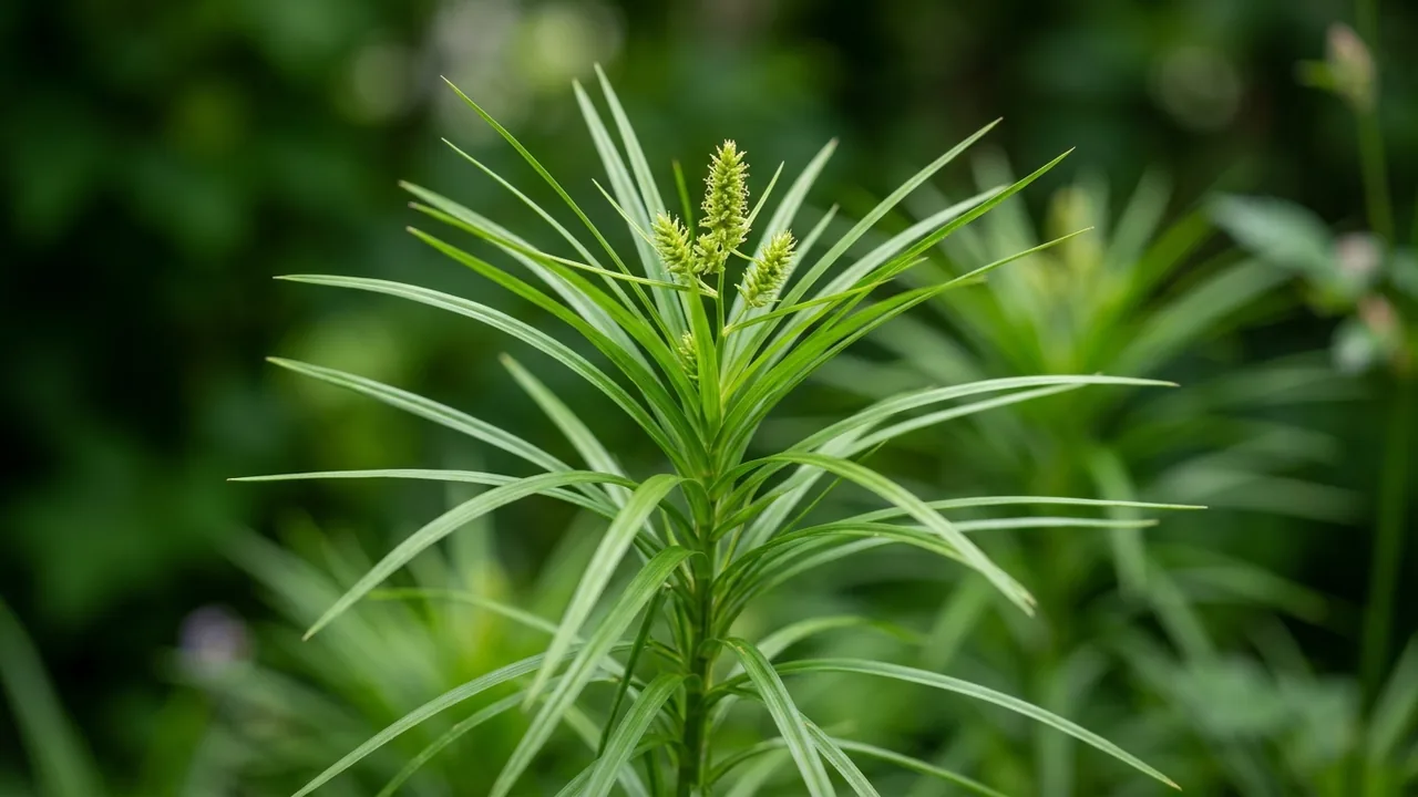 Palm Sedge (Carex muskingumensis) - foliage plant, illustrated plant card