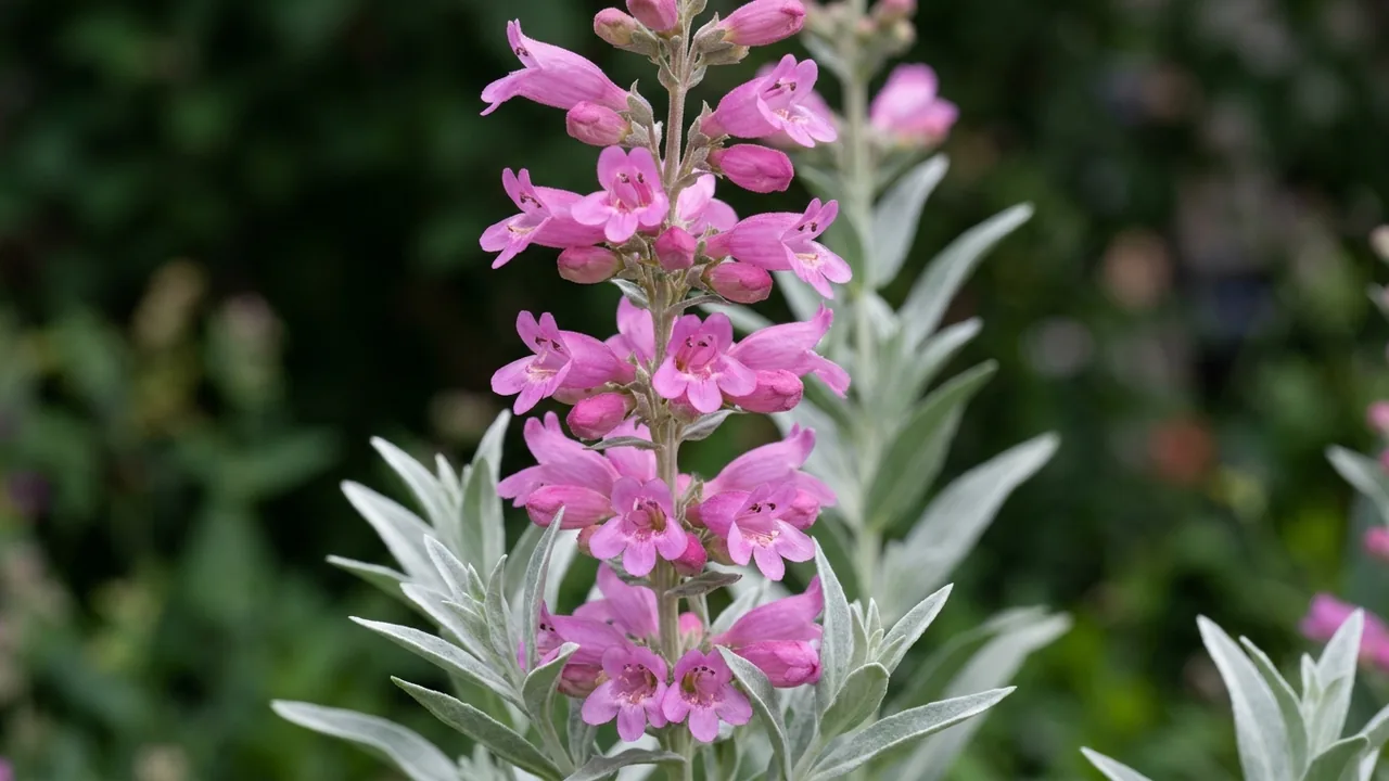 Parry's Penstemon (Penstemon parryi) - pink flowers, illustrated plant card