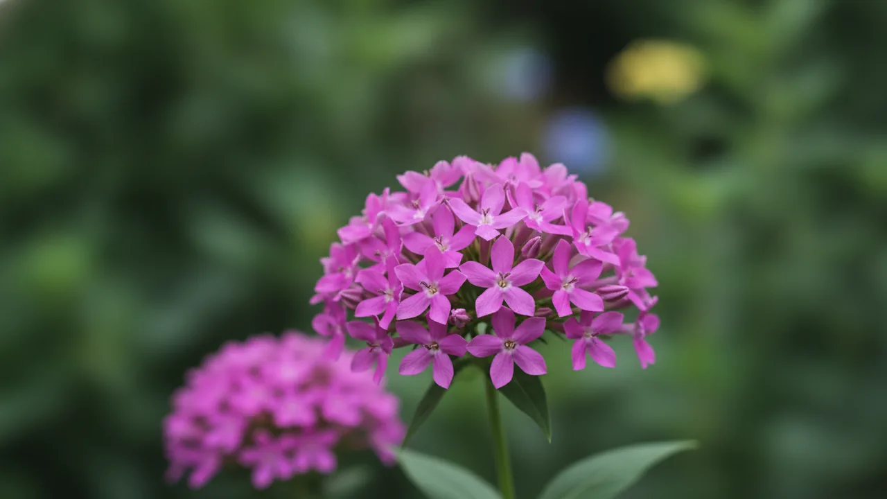 Pentas (Pentas lanceolata) - pink flowers, illustrated plant card