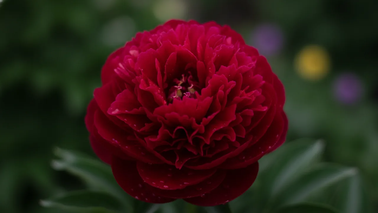 Red Charm (Paeonia 'Red Charm') - red flowers, illustrated plant card