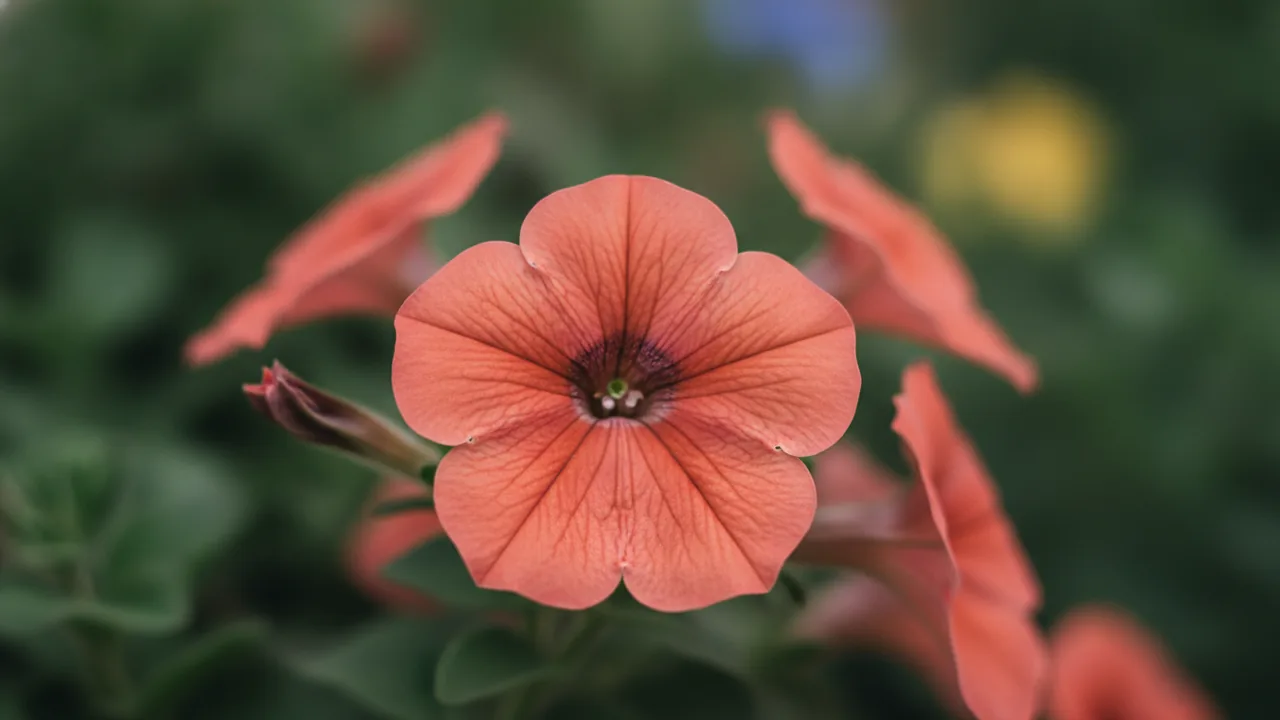 Salmon Petunia (Petunia 'Salmon') - pink flowers, illustrated plant card