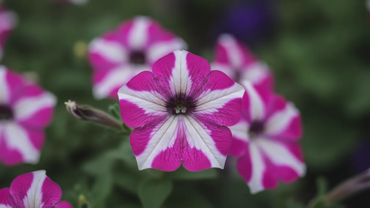 Star Petunia (Petunia 'Star') - pink flowers, illustrated plant card