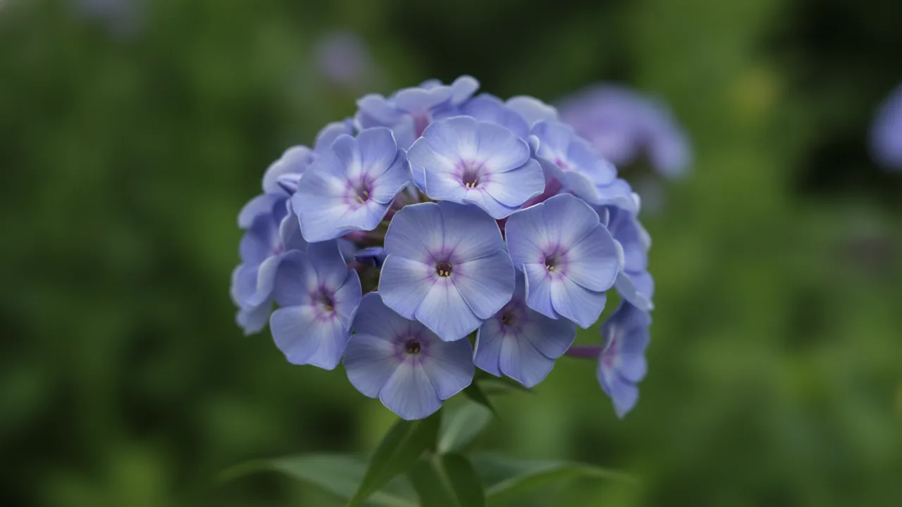 Blue Paradise (Phlox paniculata 'Blue Paradise') - blue flowers, illustrated plant card