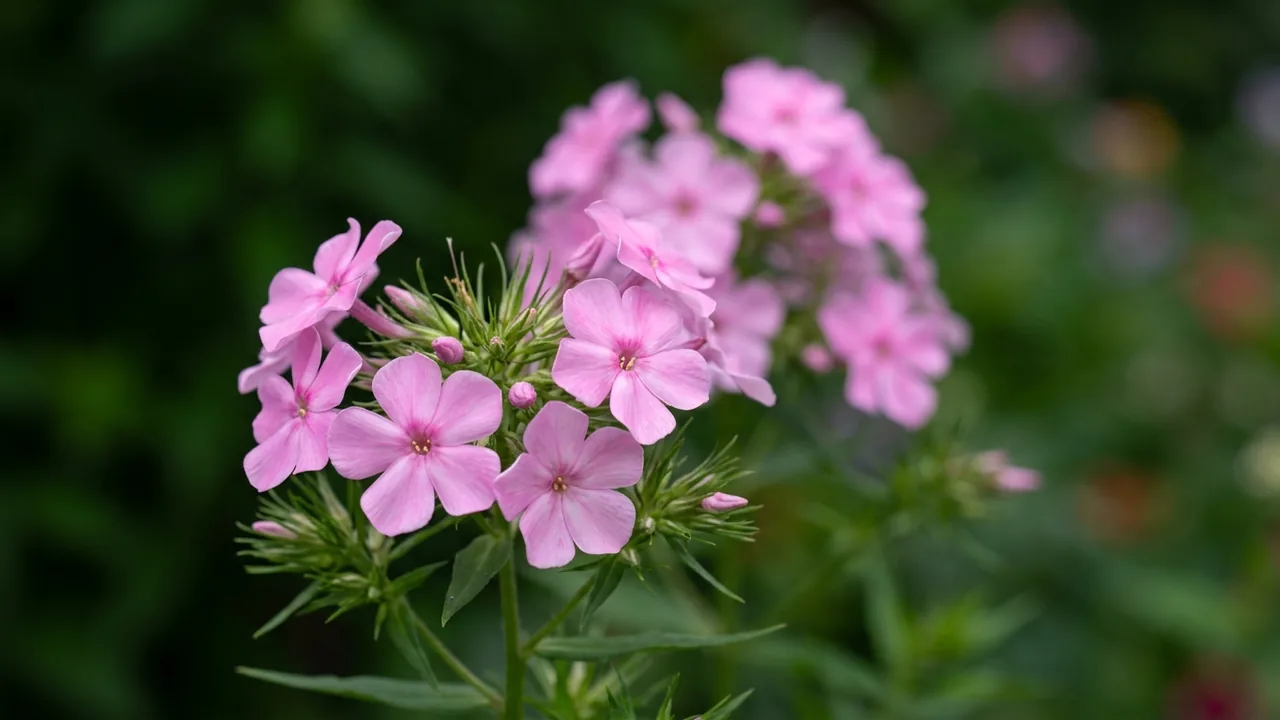 Candy Cloud Pink Phlox (Phlox 'Balcloudink') - pink flowers, illustrated plant card