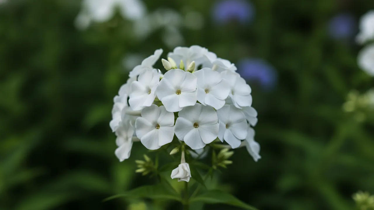 David (Phlox paniculata 'David') - white flowers, illustrated plant card