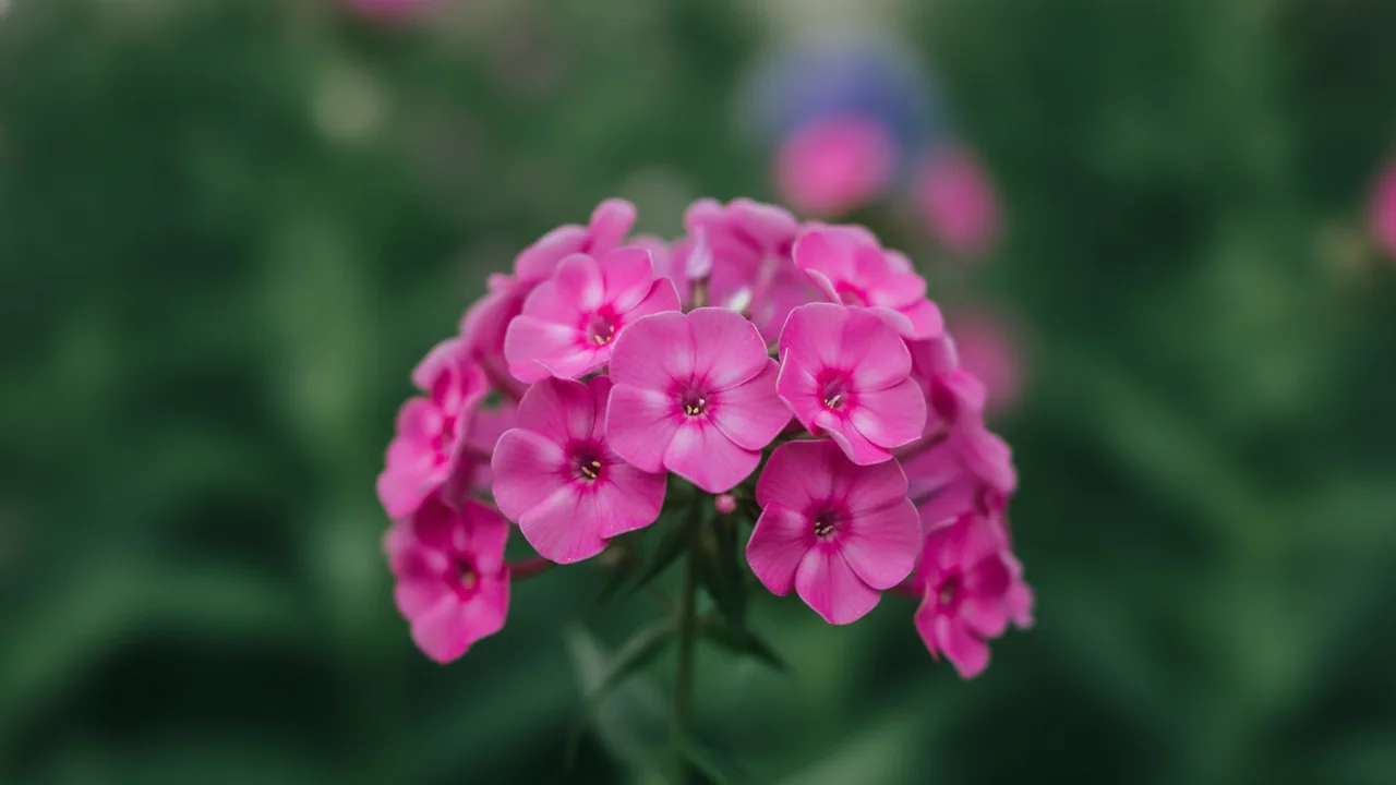 Jeana (Phlox paniculata 'Jeana') - pink flowers, illustrated plant card