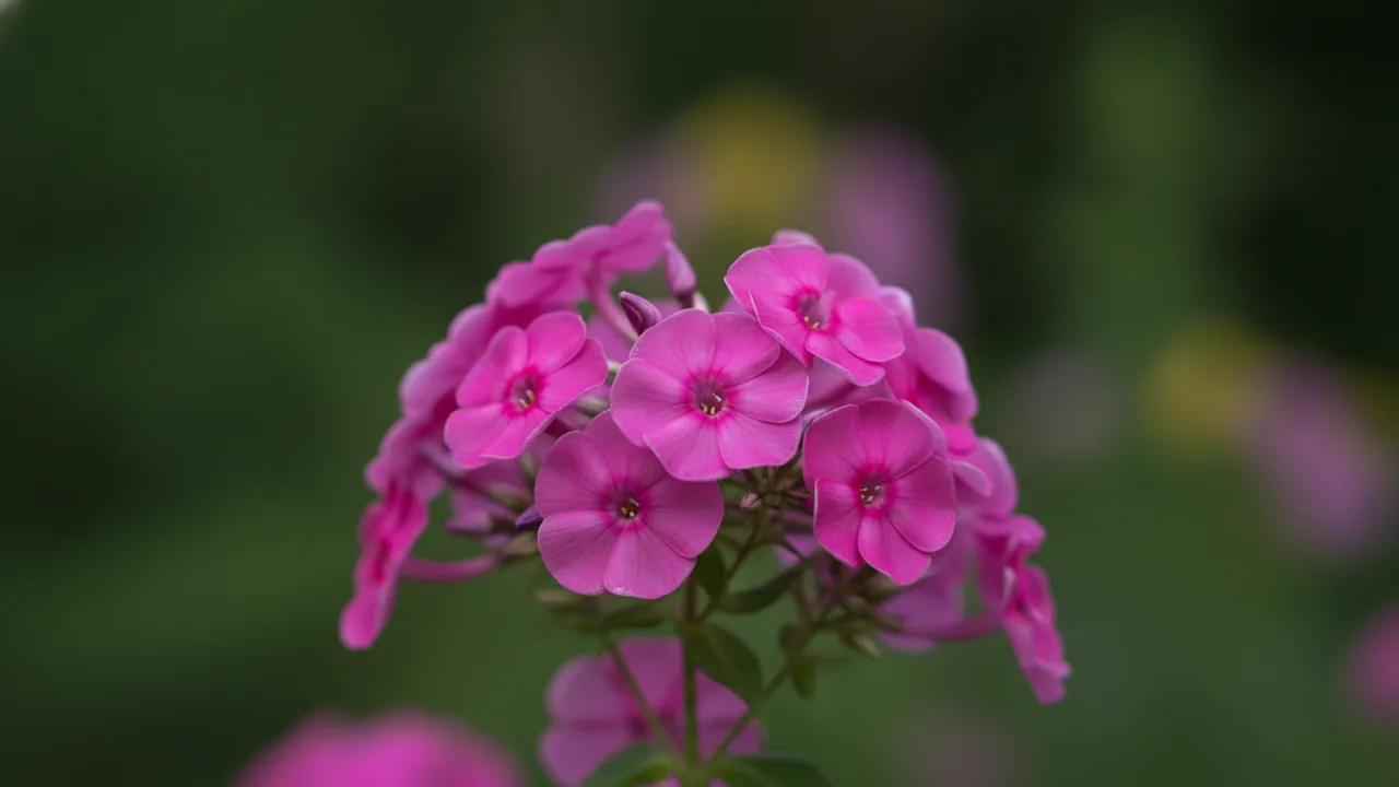 Robert Poore (Phlox paniculata 'Robert Poore') - purple flowers, illustrated plant card