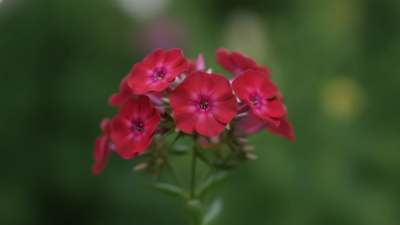 Starfire (Phlox paniculata 'Starfire') - red flowers, illustrated plant card