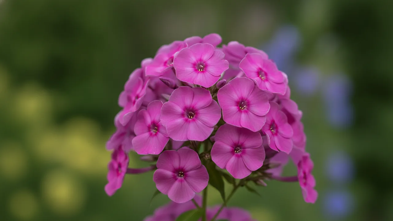 Garden Phlox (Phlox paniculata) - pink flowers, illustrated plant card