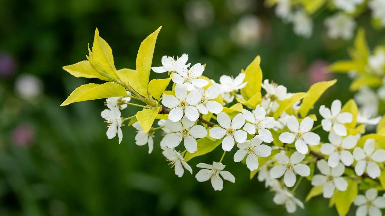 Mexican Plum (Prunus mexicana) - white flowers, illustrated plant card