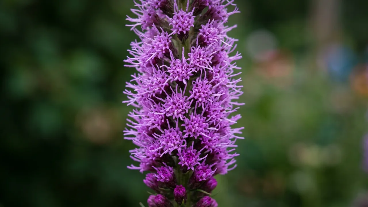 Prairie Blazing Star (Liatris pycnostachya) - purple flowers, illustrated plant card