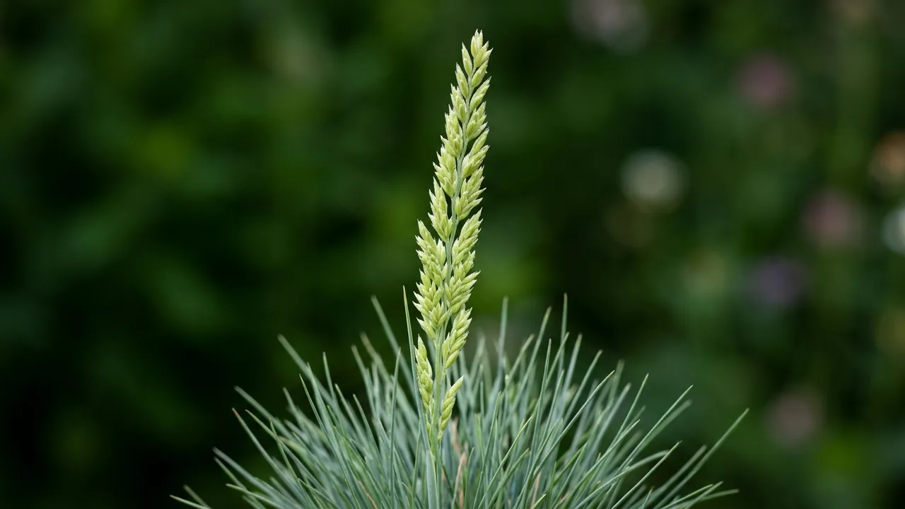 Prairie Junegrass (Koeleria macrantha) - flowers, illustrated plant card