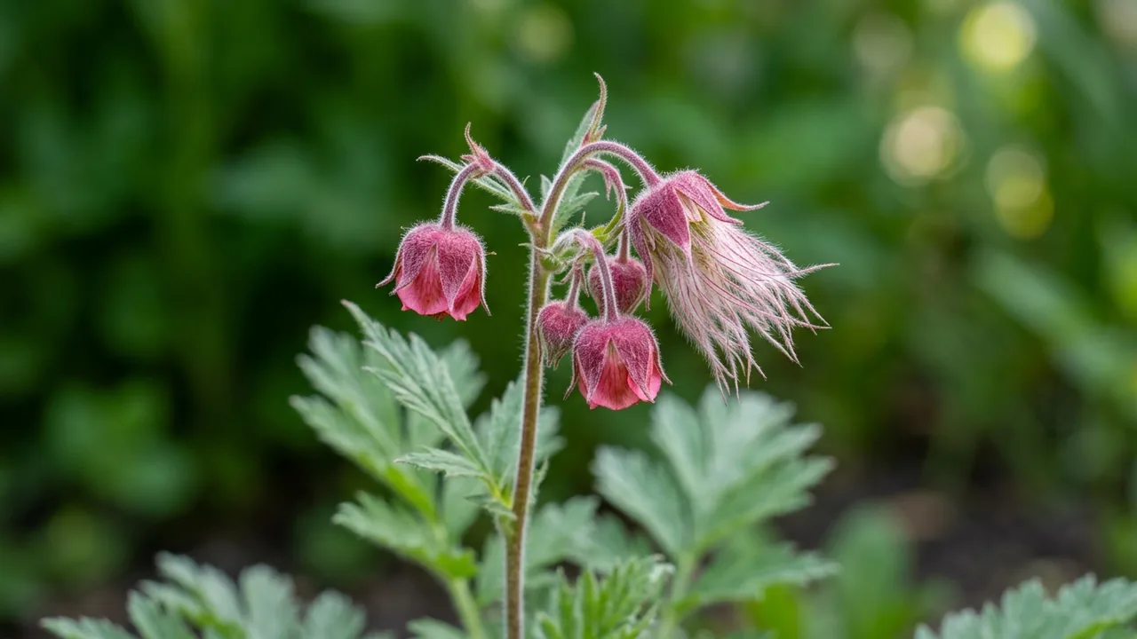 Prairie Smoke (Geum triflorum) - pink flowers, illustrated plant card